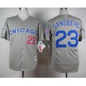 Cubs #23 Ryne Sandberg Grey 1990 Turn Back The Clock Stitched Jersey