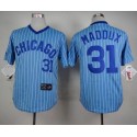 Cubs #31 Greg Maddux Blue(White Strip) Cooperstown Throwback Stitched Jersey