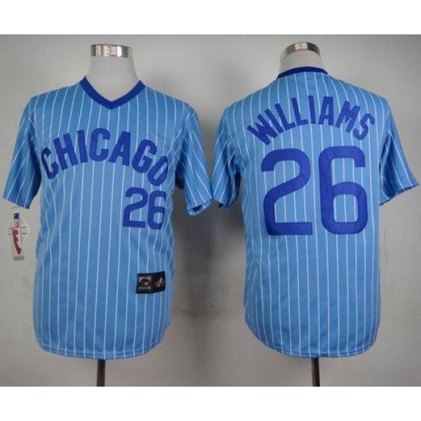 Cubs #26 Billy Williams Blue(White Strip) Cooperstown Throwback Stitched Jersey