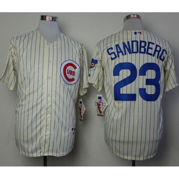 Cubs #23 Ryne Sandberg Cream 1969 Turn Back The Clock Stitched Jersey