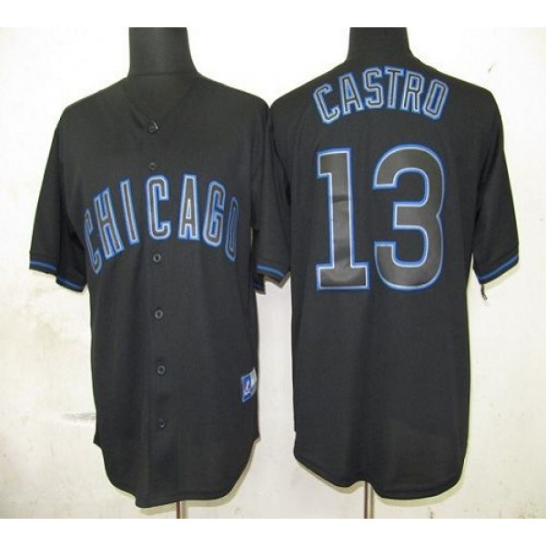 Cubs #13 Starlin Castro Black Fashion Stitched Jersey