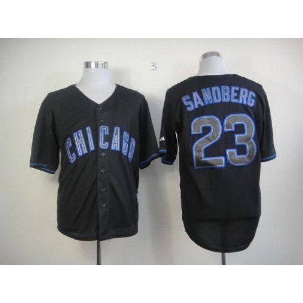 Cubs #23 Ryne Sandberg Black Fashion Stitched Jersey