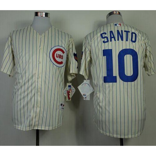 Cubs #10 Ron Santo Cream 1969 Turn Back The Clock Stitched Jersey