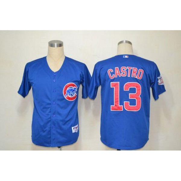 Cubs #13 Starlin Castro Blue Cool Base Stitched Jersey