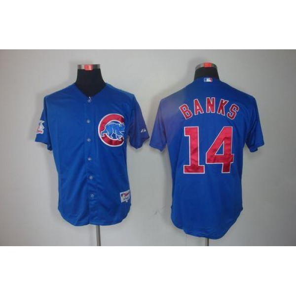 Cubs #14 Ernie Banks Blue Cool Base Stitched Jersey