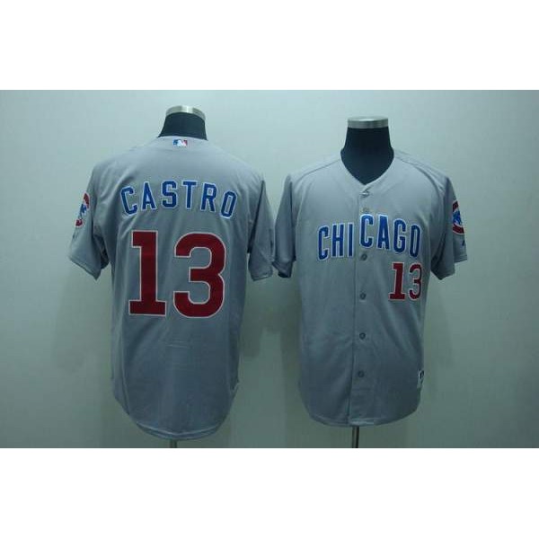 Cubs #13 Starlin Castro Stitched Grey Jersey