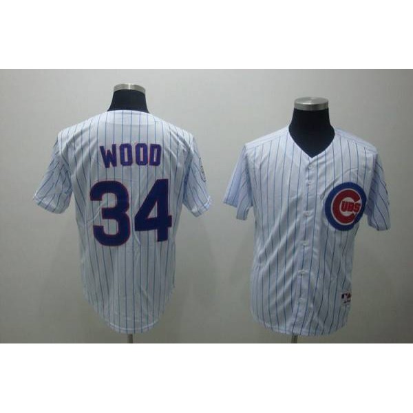 Cubs #34 Kerry Wood Stitched 3-Patch White Jersey
