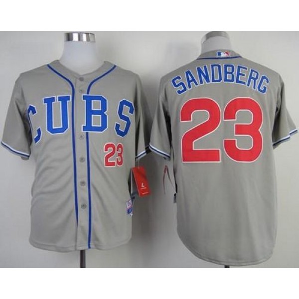 Cubs #23 Ryne Sandberg Grey Alternate Road Cool Base Stitched Jersey