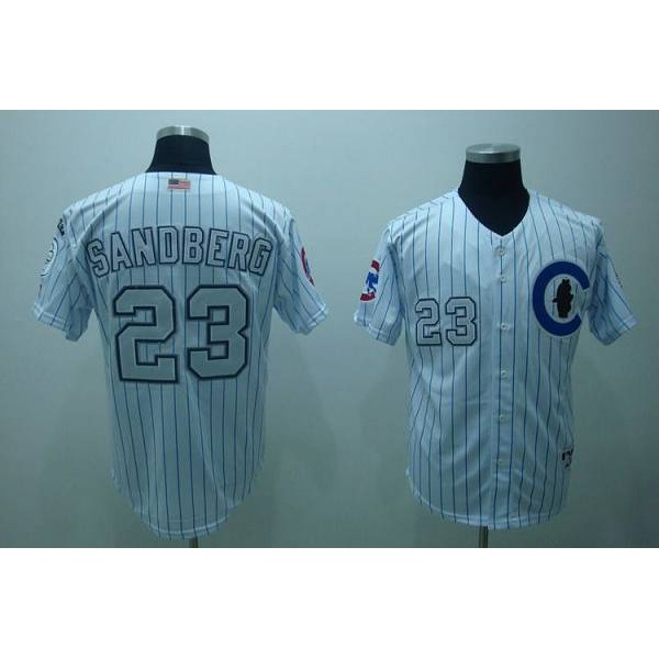 Cubs #23 Ryne Sandberg Stitched 3-Patch White Jersey