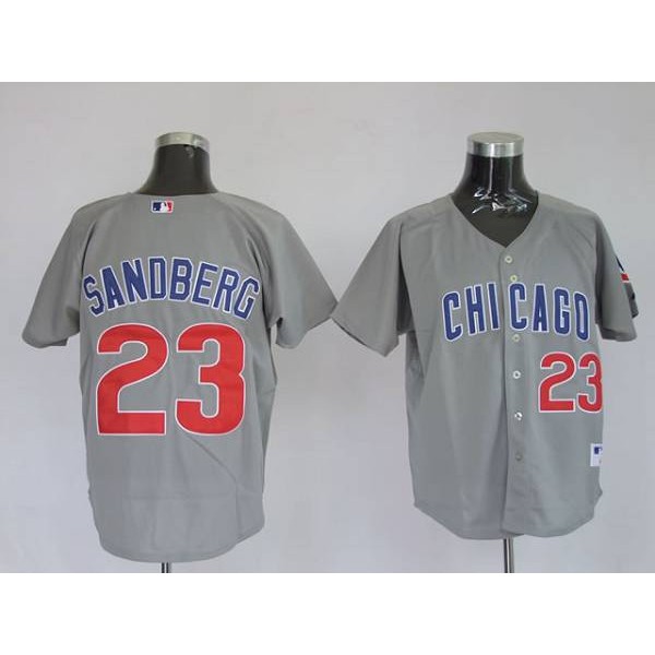 Cubs #23 Ryne Sandberg Stitched Grey Jersey