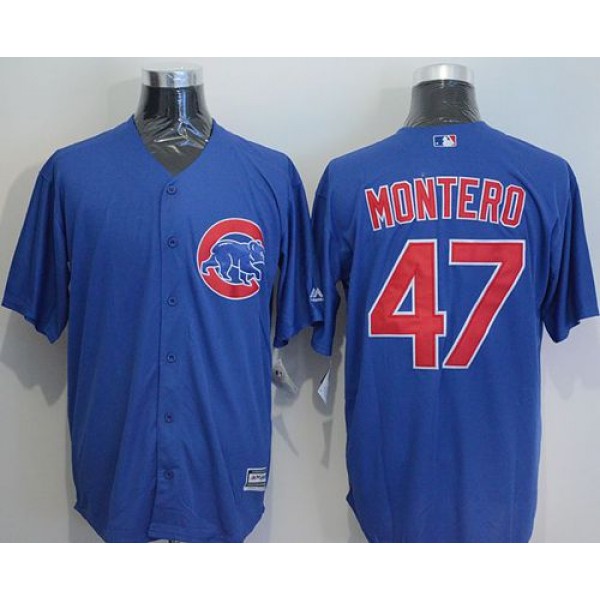 Cubs #47 Miguel Montero Blue New Cool Base Stitched Jersey