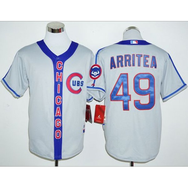 Cubs #49 Jake Arrieta Grey Cooperstown Stitched Jersey