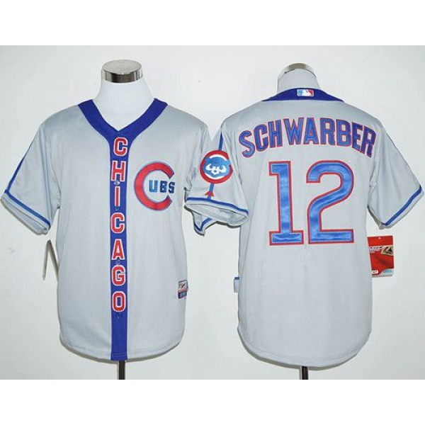 Cubs #12 Kyle Schwarber Grey Cooperstown Stitched Jersey