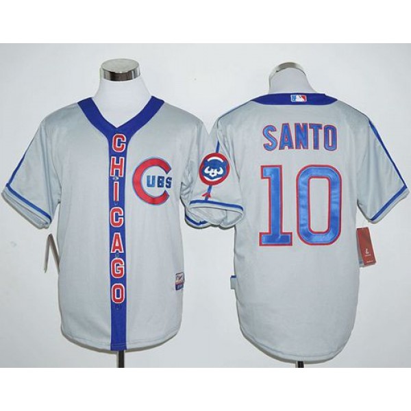 Cubs #10 Ron Santo Grey Cooperstown Stitched Jersey