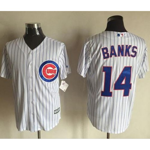 Cubs #14 Ernie Banks White Strip New Cool Base Stitched Jersey