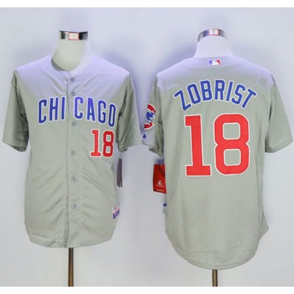 Cubs #18 Ben Zobrist Grey Road Cool Base Stitched Jersey