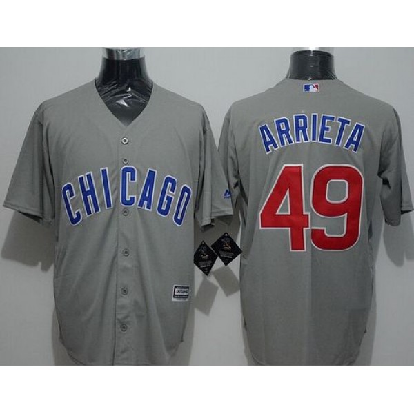 Cubs #49 Jake Arrieta Grey New Cool Base Stitched Jersey