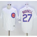 Cubs #27 Addison Russell White Strip New Cool Base Stitched Jersey