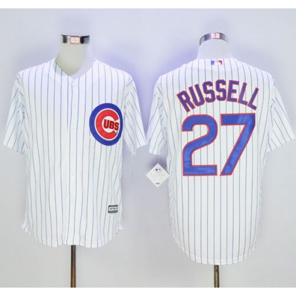 Cubs #27 Addison Russell White Strip New Cool Base Stitched Jersey