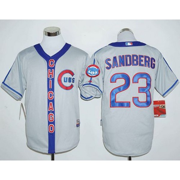 Cubs #23 Ryne Sandberg Grey Cooperstown Stitched Jersey