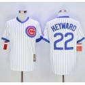 Cubs #22 Jason Heyward White Strip Home Cooperstown Stitched Jersey