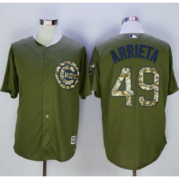 Cubs #49 Jake Arrieta Green Camo New Cool Base Stitched Jersey