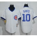 Cubs #10 Ron Santo White Strip Home Cooperstown Stitched Jersey
