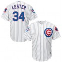 Cubs #34 Jon Lester White Strip New Cool Base With 100 Years At Wrigley Field Commemorative Patch Stitched Jersey