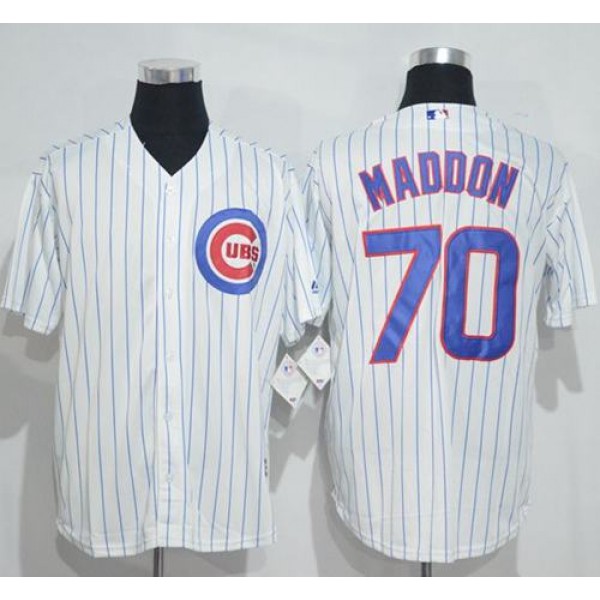 Cubs #70 Joe Maddon White(Blue Strip) New Cool Base Stitched Jersey