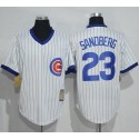 Cubs #23 Ryne Sandberg White Strip Home Cooperstown Stitched Jersey