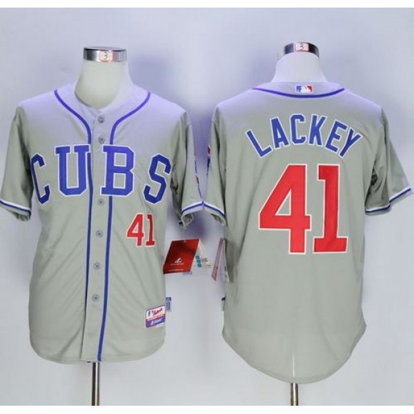 Cubs #41 John Lackey Grey Alternate Road Cool Base Stitched Jersey