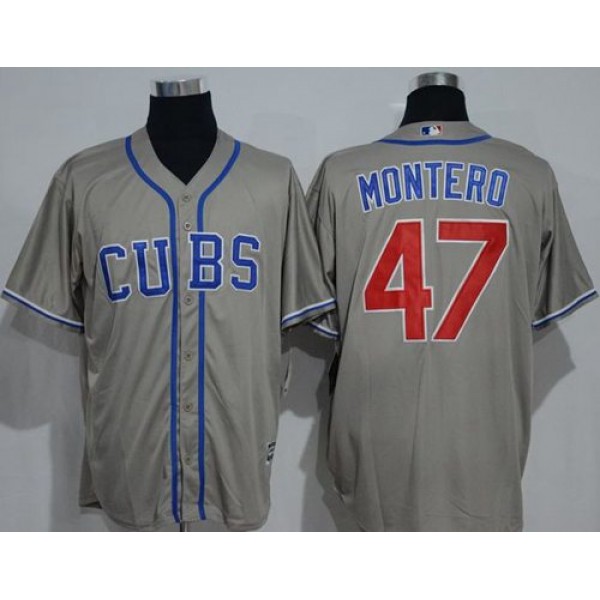Cubs #47 Miguel Montero Grey New Cool Base Alternate Road Stitched Jersey