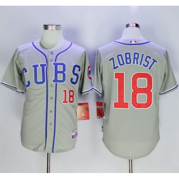 Cubs #18 Ben Zobrist Grey Alternate Road Cool Base Stitched Jersey