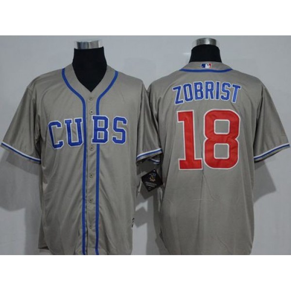 Cubs #18 Ben Zobrist Grey New Cool Base Alternate Road Stitched Jersey