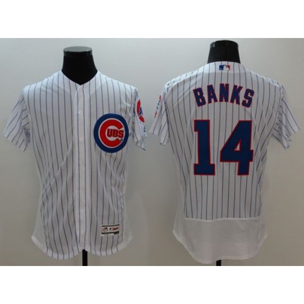 Cubs #14 Ernie Banks White Flexbase Authentic Collection Stitched Jersey