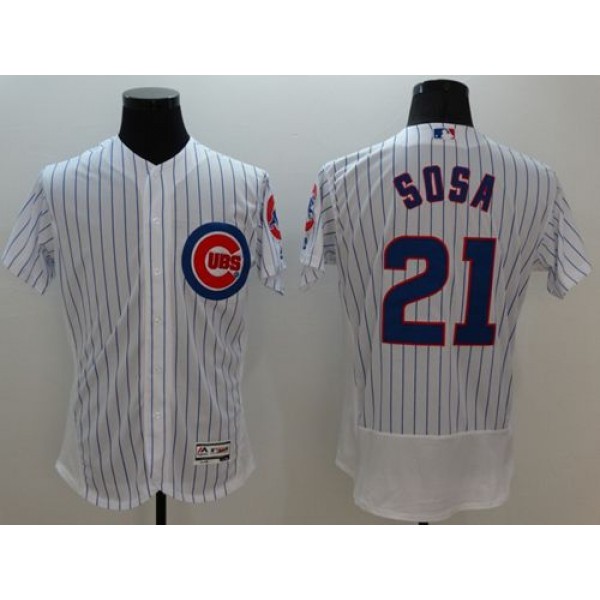 Cubs #21 Sammy Sosa White Flexbase Authentic Collection Stitched Jersey