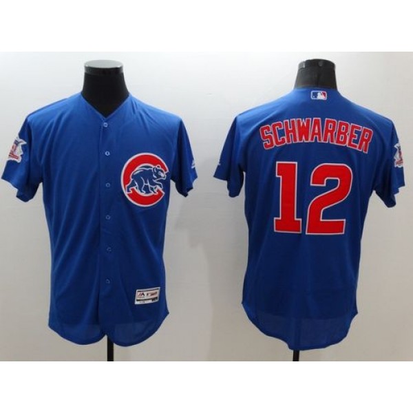 Cubs #12 Kyle Schwarber Blue Flexbase Authentic Collection Stitched Jersey