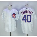 Cubs #40 Willson Contreras White Strip New Cool Base Stitched Jersey