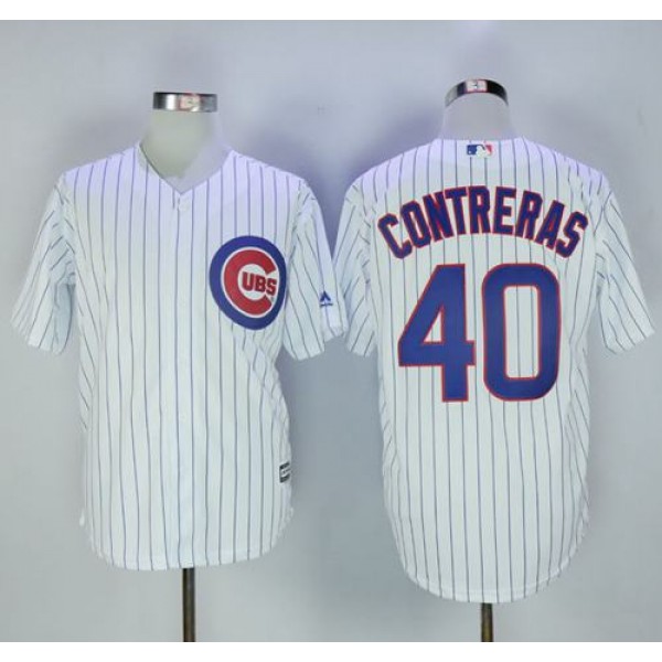 Cubs #40 Willson Contreras White Strip New Cool Base Stitched Jersey
