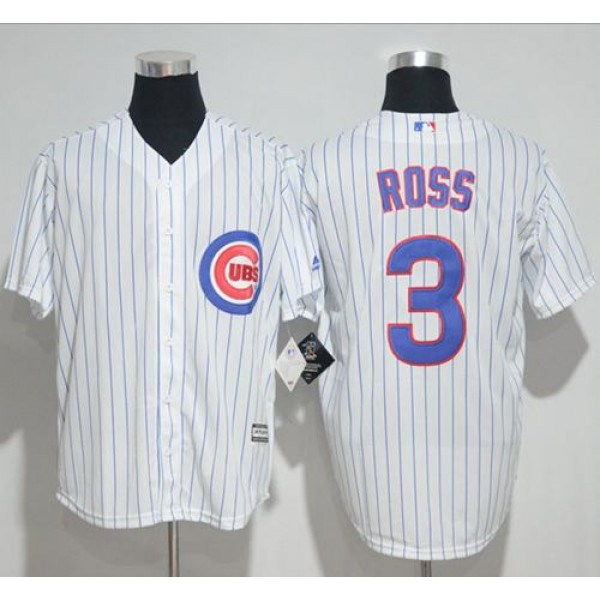 Cubs #3 David Ross White(Blue Strip) New Cool Base Stitched Jersey
