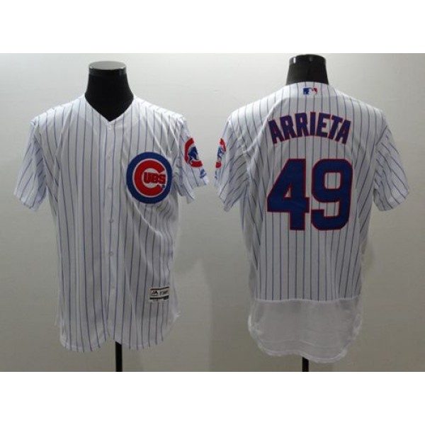 Cubs #49 Jake Arrieta White Flexbase Authentic Collection Stitched Jersey