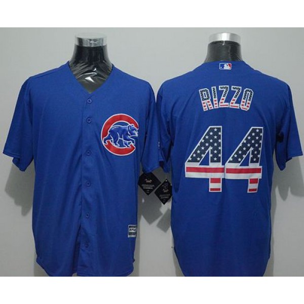 Cubs #44 Anthony Rizzo Blue USA Flag Fashion Stitched Jersey