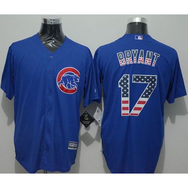Cubs #17 Kris Bryant Blue USA Flag Fashion Stitched Jersey
