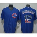 Cubs #12 Kyle Schwarber Blue USA Flag Fashion Stitched Jersey