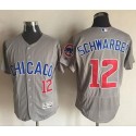 Cubs #12 Kyle Schwarber Grey Flexbase Authentic Collection Road Stitched Jersey