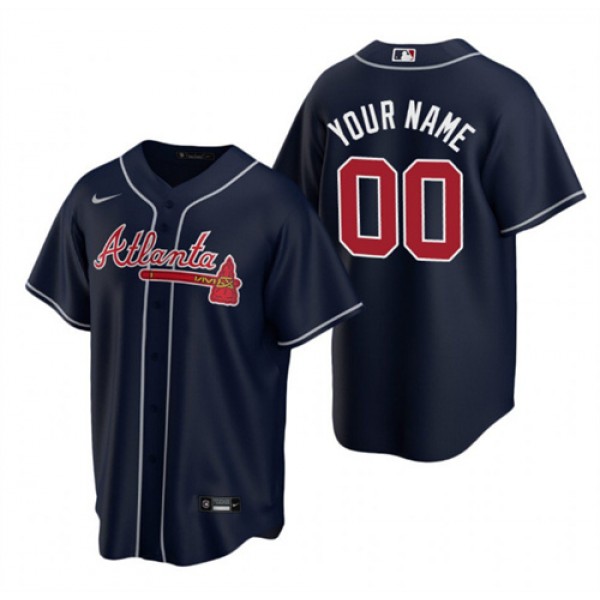 Atlanta Braves Customized Custom Navy Cool Base Stitched Jersey