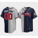 Atlanta Braves Custom Gray Navy Two Tone Split Stitched Jersey
