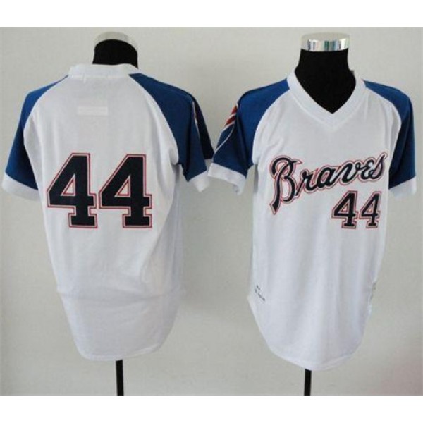 Atlanta Braves Customized 1974 White Mitchell And Ness Throwback Stitched Jersey