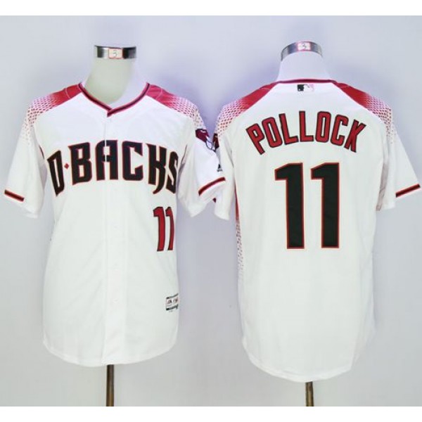 Diamondbacks #11 A. J. Pollock White Brick New Cool Base Stitched Jersey