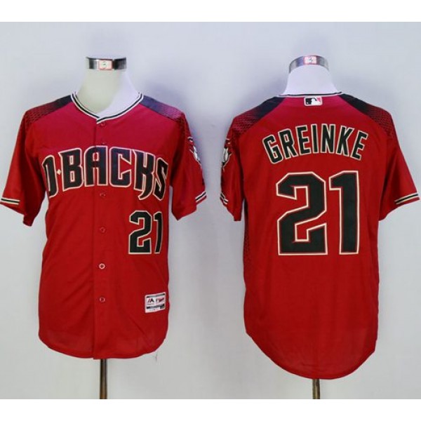 Diamondbacks #21 Zack Greinke Red Brick New Cool Base Stitched Jersey